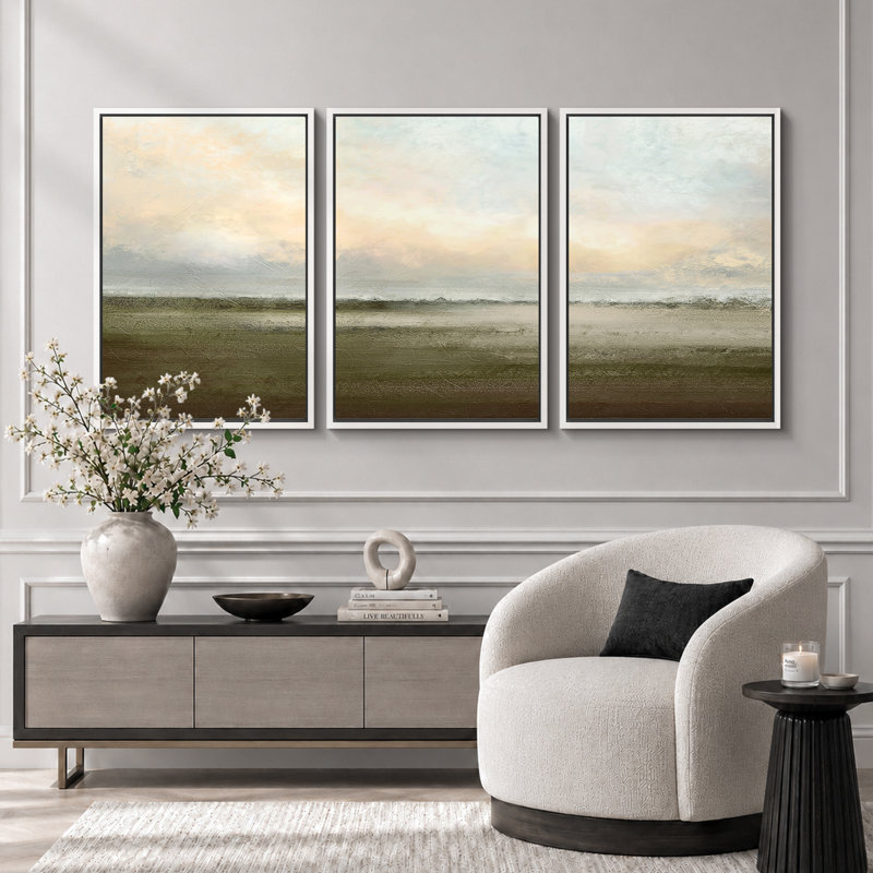 Reproduction d'art sur toile encadrée, 24" H x 48" W, Reproduction avec cadre flottant, Blanc