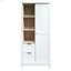 Garde-robe de chambre à coucher avec tringles suspendues, 2 tiroirs et tablettes ouvertes, porte coulissante