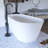 63" Solid Surface Freestanding Soaking Bathtub in Matte White