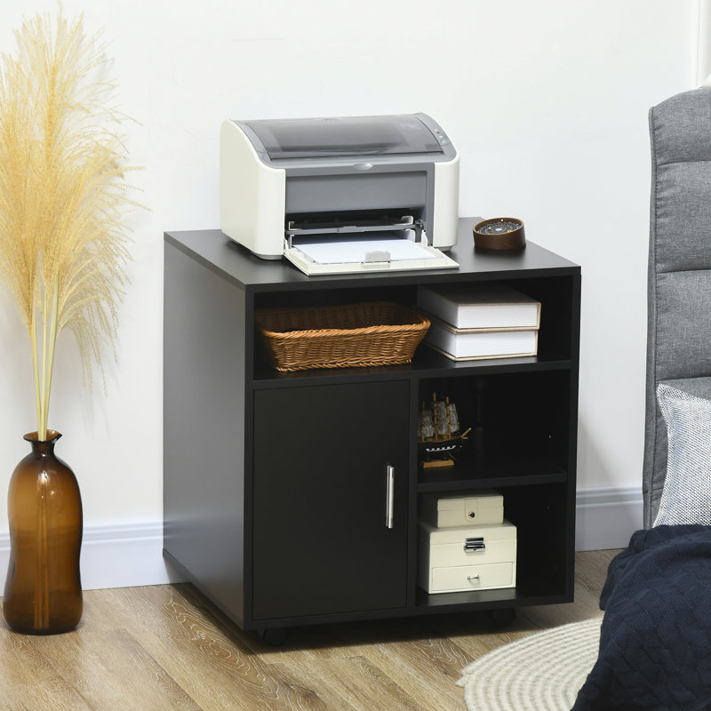 Alysia 1 -Door 3 -Shelf Storage Cabinet, Black