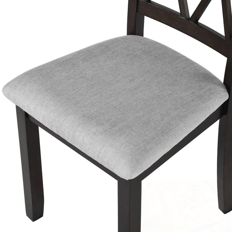 Ensemble de 2 chaises de salle à manger rembourrées avec dossier en croix, Espresso
