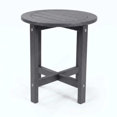 HDPE Round Outdoor Side Table, 16 in. Dia. x 18 in. H, All-Weather Patio End Table
