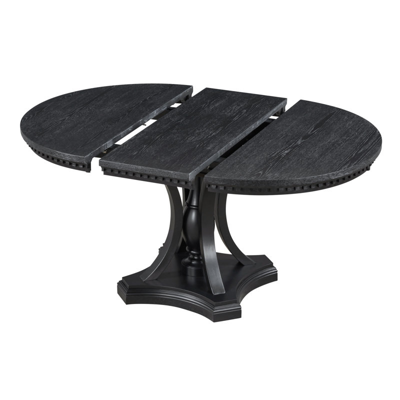 Table de salle à manger extensible ronde Trexm, table extensible de 42 à 58 pouces pour la cuisine et la salle à manger (chêne noir)