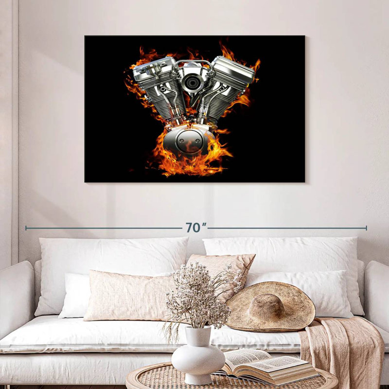 Mehar Blazing Motorcycle Engine, 30" H x 45" W