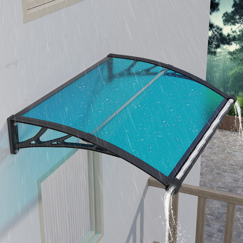 GUANSU-CN Polycarbonate Cover Retractable Door / Window Awning, Blue/Black, 80x120 cm
