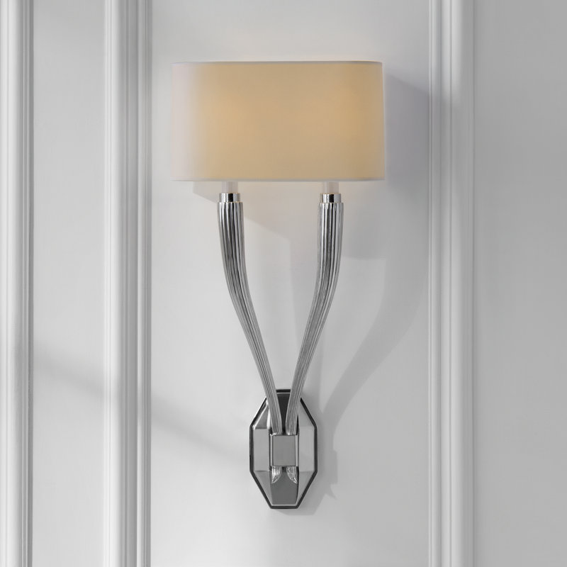 Chapman & Myers Ruhlmann Double Sconce, Polished Nickel, Fabric