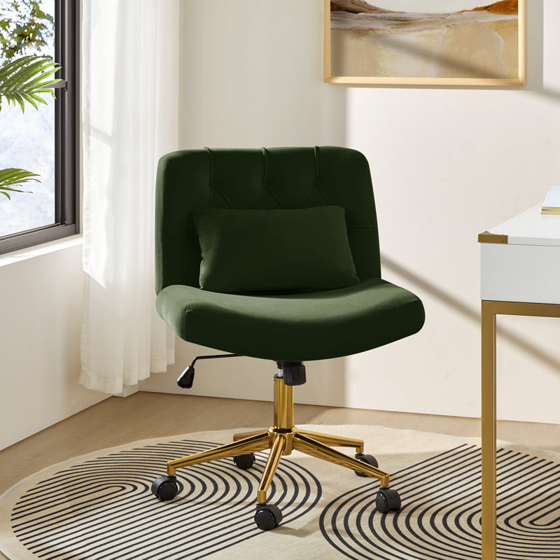 Guitarra Modern 23" W Polyester Tilting Criss Cross Office Chair with Pillow, Forest