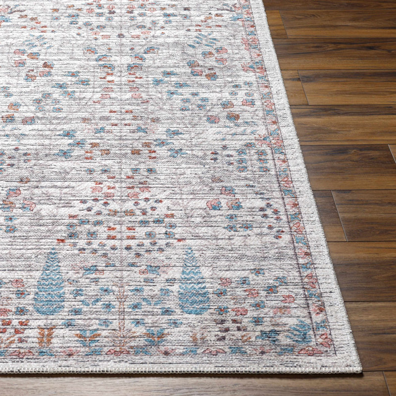 Arrae Blue Machine Washable Area Rug, Rectangle 9'10" x 13'