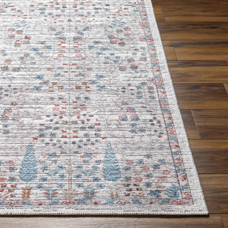 Arrae Blue Machine Washable Area Rug, Runner 2'6" x 10'