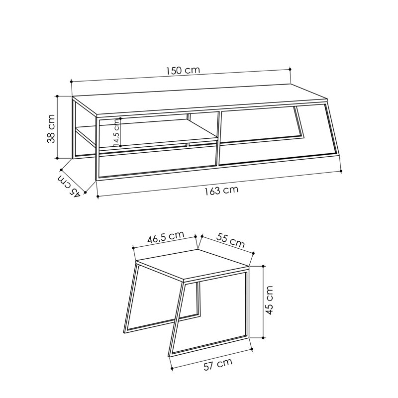 Pal Modern TV Unit Multimedia Centre Stand With Storage White 163cm, Antracite