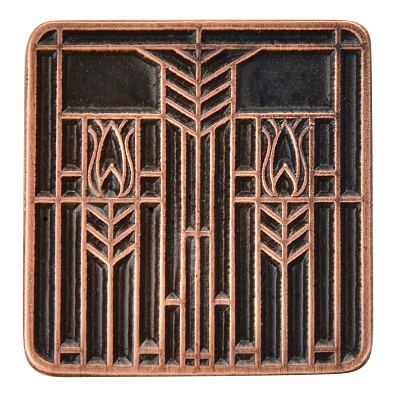 Arts And Crafts Square Knob, Antique Copper