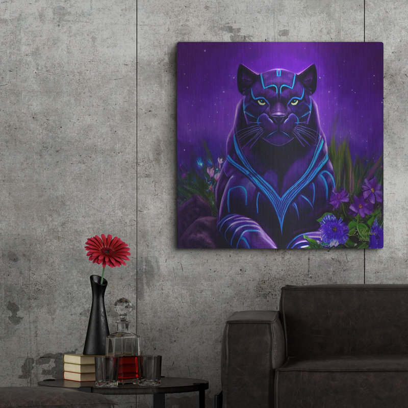 «King Panther» par Tanya Mavric, art mural en métal Dovecove, 24 po x 24 po, H 36 po x l 36 po