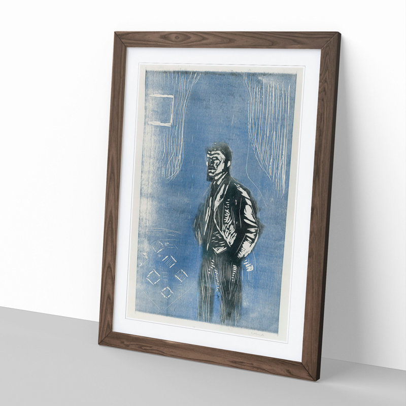 Self-Portrait by Edvard Munch - Picture Frame Painting, 48cm H x 36cm W x 2cm D, Walnut Framed