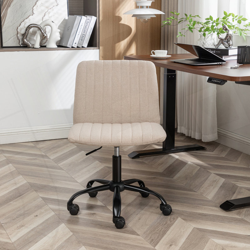 Chaise de bureau pivotante en tissu, Beige