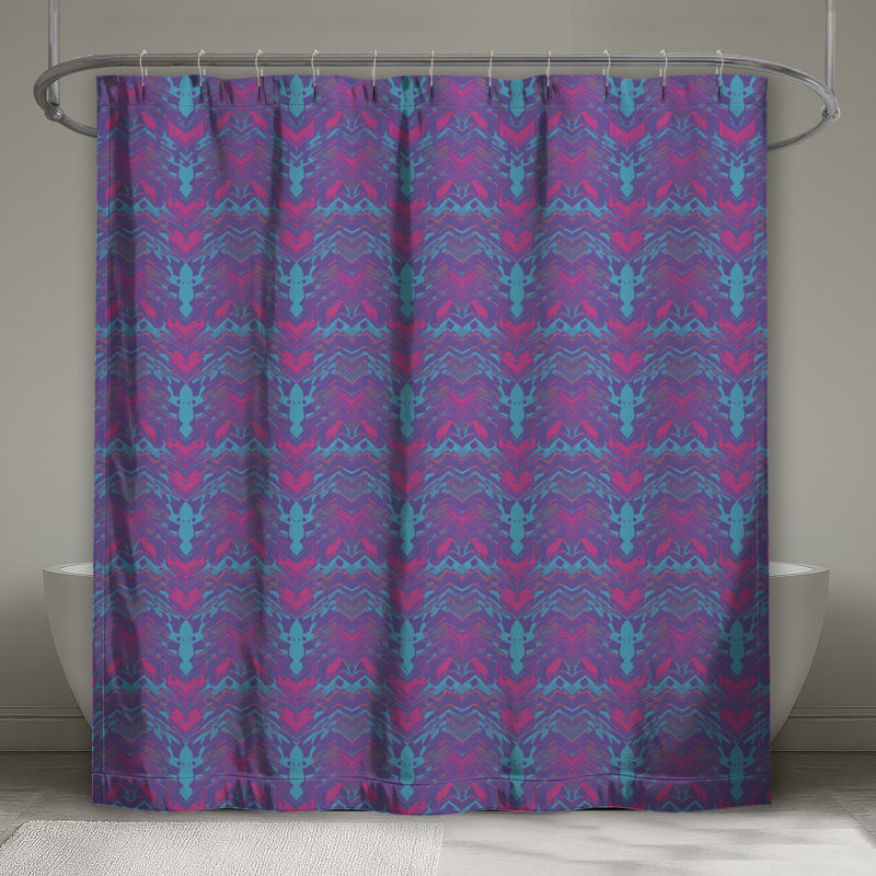 Rideaux de douche bleu zigzag très longs, L 70 po x H 93 po