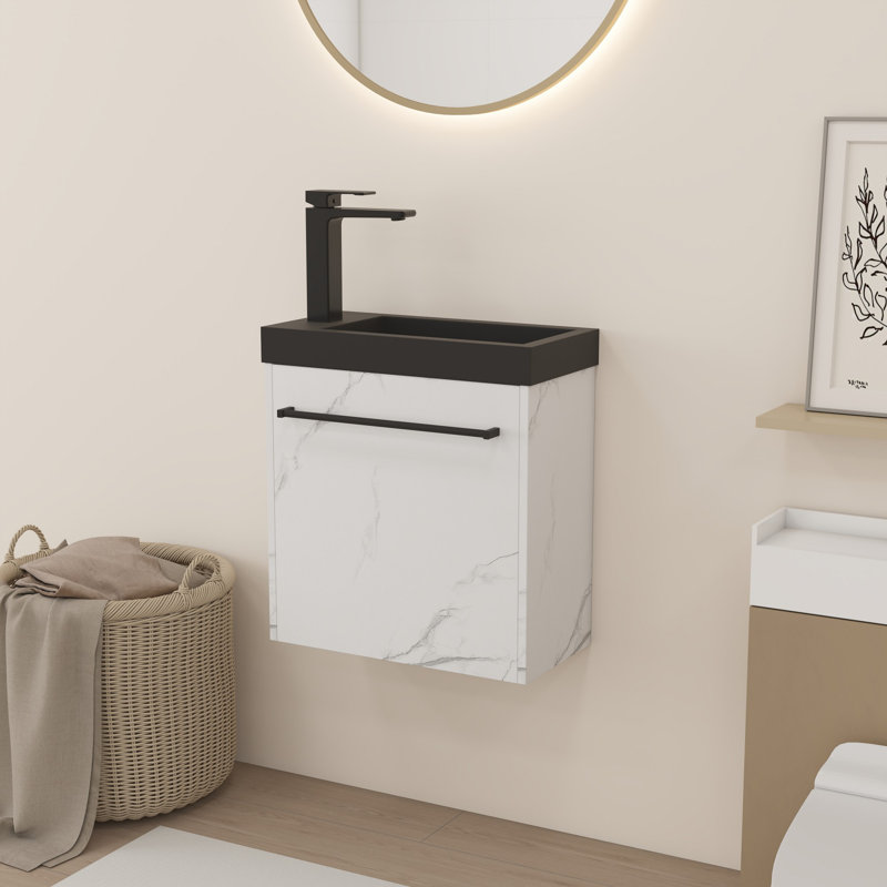 Meuble-lavabo mural 20 po avec lavabo, Noir