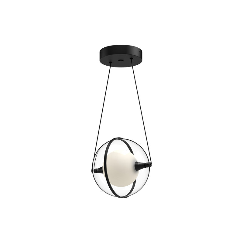Luminaire suspendu sphère 1 lumière DEL Aries, H 7,88 po x l 8,63 po x P 7,88 po, Noir