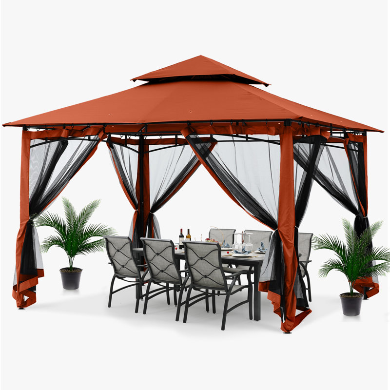 Patio en acier Les abris de jardin à toit souple, 12 pi. L 10 pi., Rouge rouille