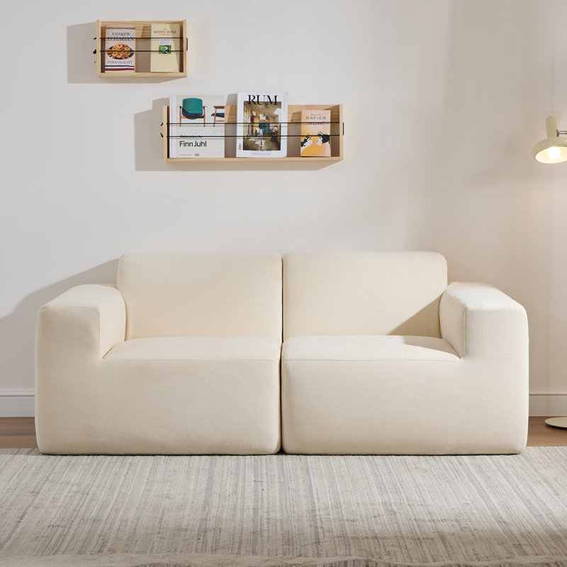 Cloud Modular Sectional Sofa,Memory Foam Sofa, Modern Deep Multi-Seat & Wide Armrest Couch, No Assembly Required, Beige, 2