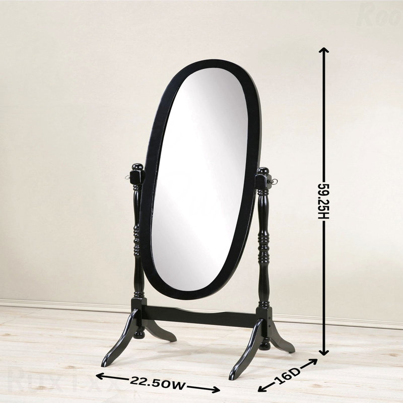 Traditional Queen Anna Style Wood Floor Cheval Accent Mirror, 59.25" x 22.5", Brown