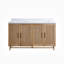 Meuble-lavabo de salle de bain autoportant 60 po entièrement assemblé en bois massif avec plateau blanc d'ingénierie entièrement assemblé