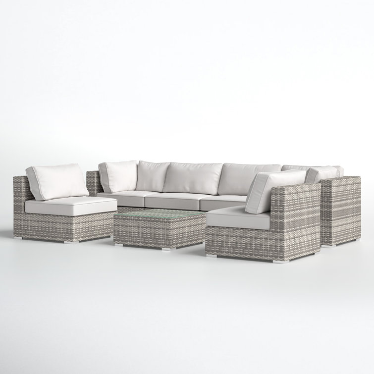 Tonioni Wicker Outdoor Fully Assembled 6 - Person Seating Group with Sunbrella Cushions
