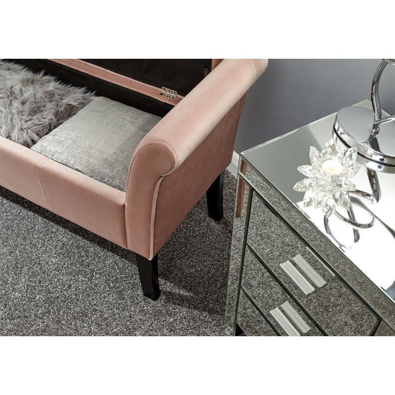 Newtowne Upholstered Storage Bench, Blush Pink