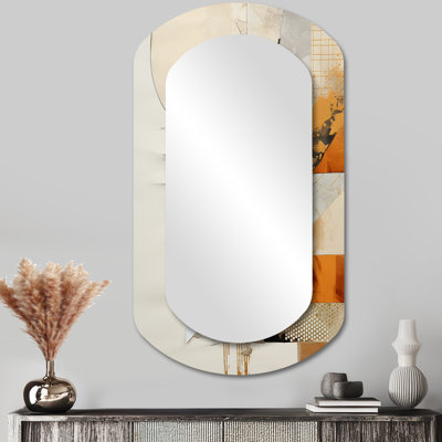 Black Twilight Dream abstract collages I - Abstract Collages Asymmetrical Wall Mirror, Black Cylinder Decorative Mirror, Printed Metal Art