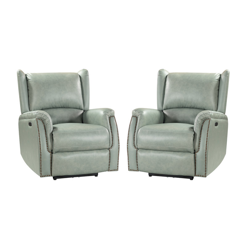 Fauteuil inclinable électrique en cuir véritable de 33,75 po de largeur, Cuir véritable gris