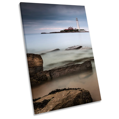 St Marys Island Lighthouse Tynemouth 1 Piece Wrapped Canvas Wall Art