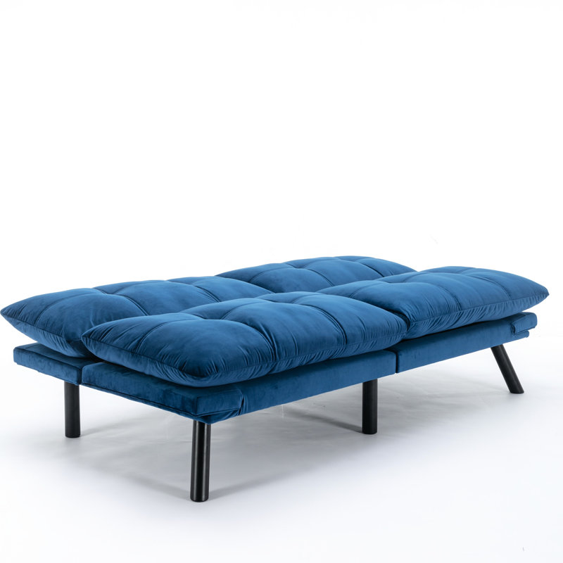 Lit pliant moderne, bleu marine, pièces ajustables, lit bleu pour petit appartement avec accoudoirs doux et lisses, pièce