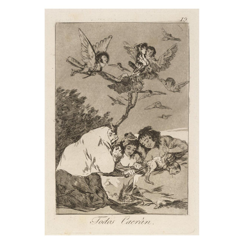 Todos Caeran. (All will tomber.) Par Francisco de Goya - Estampe numérique, H 28 po x l 22 po