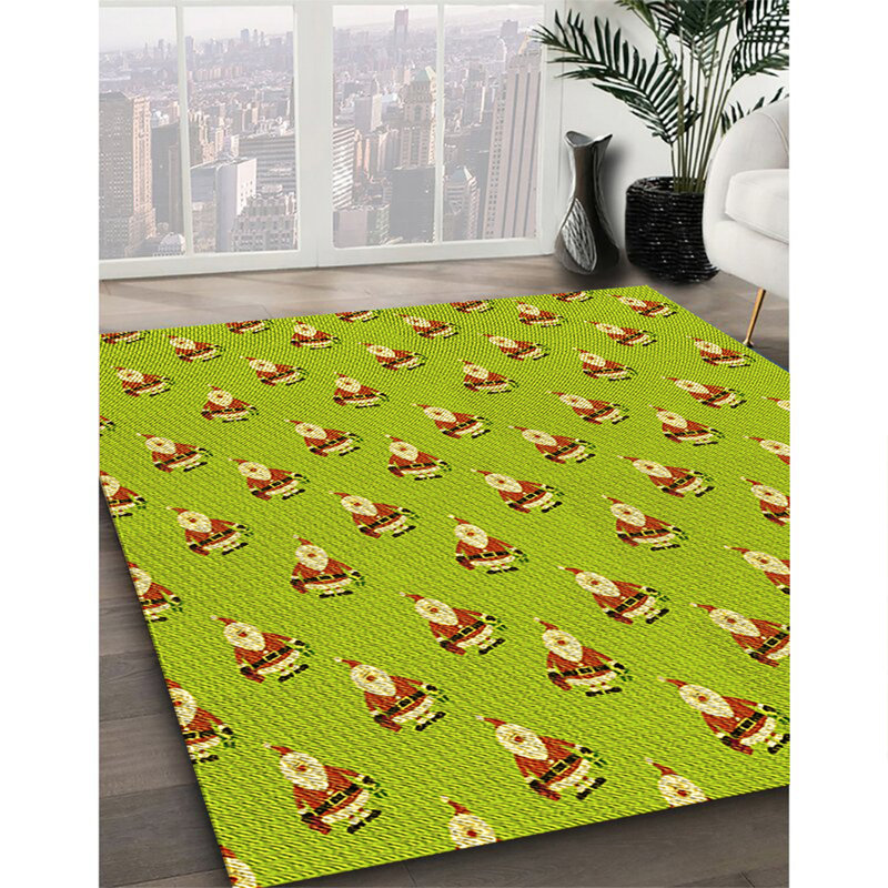 Tapis jaune tissé à la machine 7 pi x 10 pi
