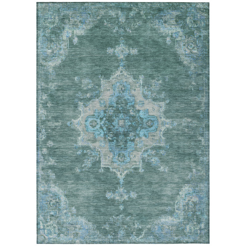 Machine Washable Indoor/Outdoor Hashlamoun ACN2321 Global Rug, Rectangle 10' x 14'