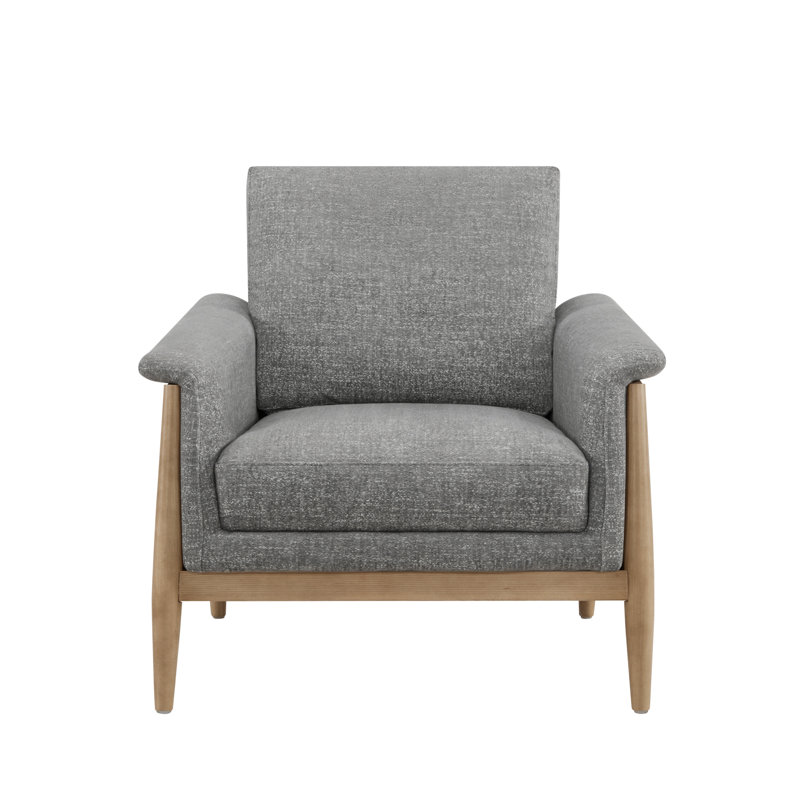 Chaise d'appoint Minetta avec pieds en bois massif, Tweed gris clair Magnolia