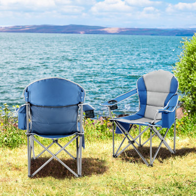 Oversized Portable Outdoor Folding Camping Chair, Heavy Duty Lawn and Beach Chair with Cup Holder and Storage Bag
