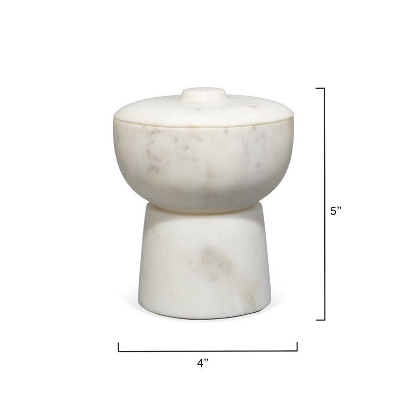 Handcrafted White Marble Decorative Box with Lid