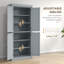 Armoire de rangement sur pied 72,5 po, grande armoire de rangement avec 4 portes, 2 tablettes réglables, gris