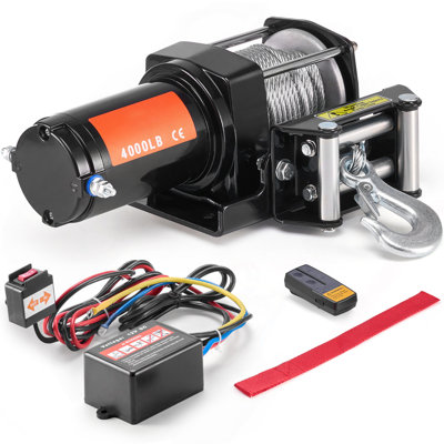 Electric Winch ATV UTV 4000 Lb Steel Cable IP55 Waterproof Remote Control