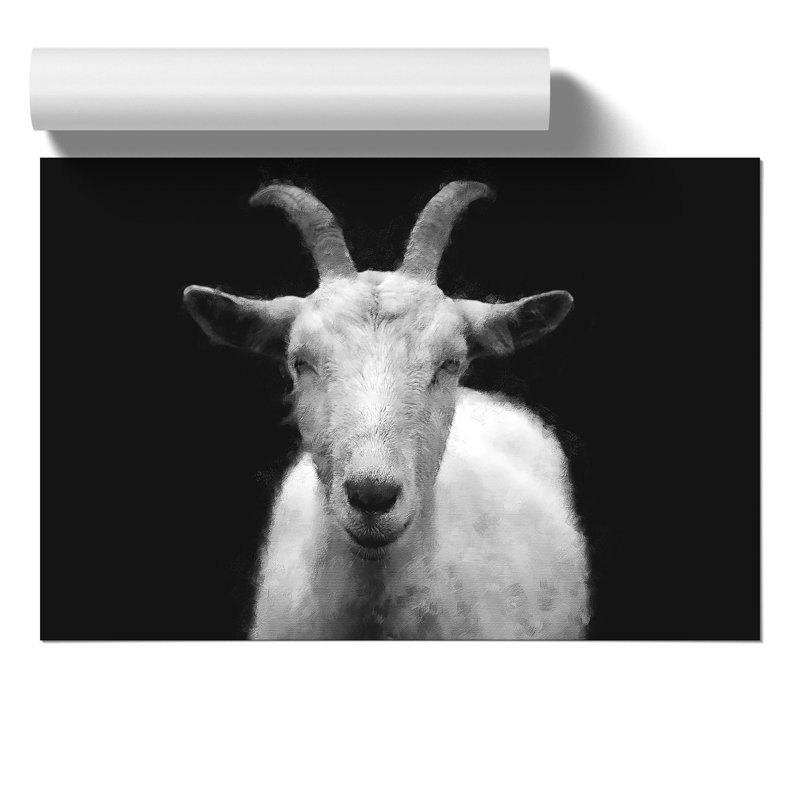 White Goat Painting - Frameless Print, 30cm H x 42cm W x 0.1cm D