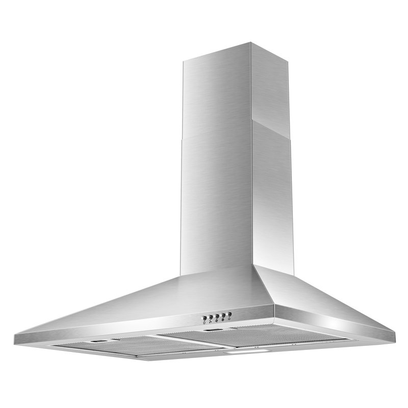 Tieasy 450 Cubic Feet Per Minute Convertible Wall Mount Range Hood with Mesh Filter and Light Included, Silver, 30"