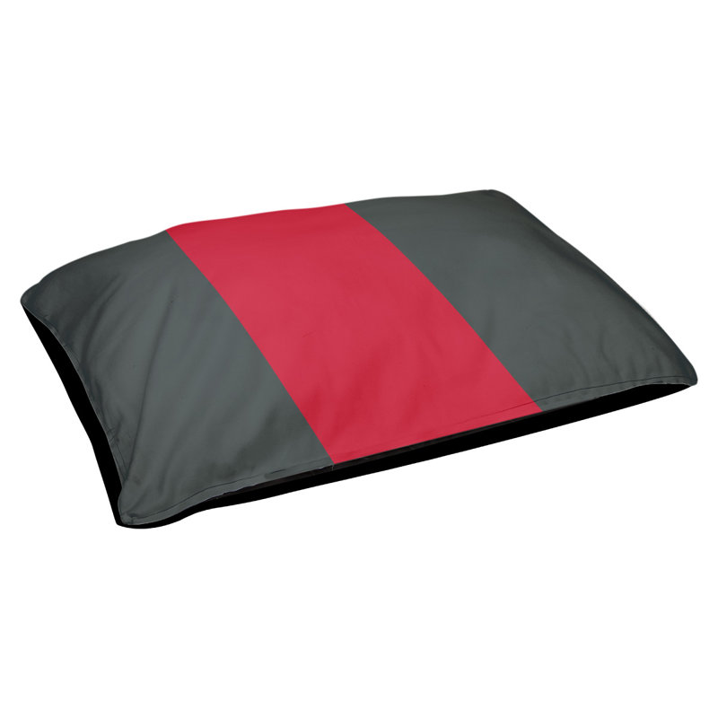 Coussin rectangulaire designer Washington, Grand (L 40 po x l 50 po), Gris acier / rouge