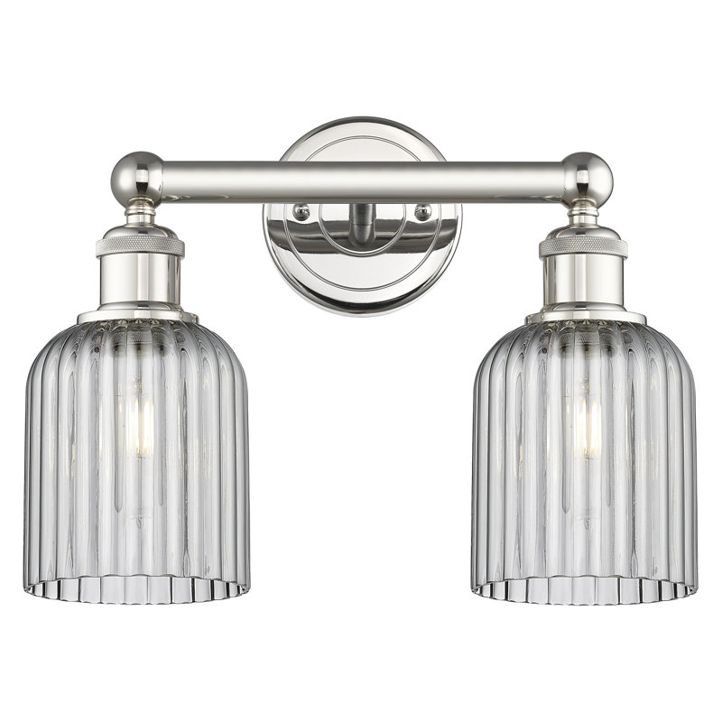 Abat-jour de salle de bain 2 lumières Edison Addeline 14 po, Nickel poli, Gris fumée