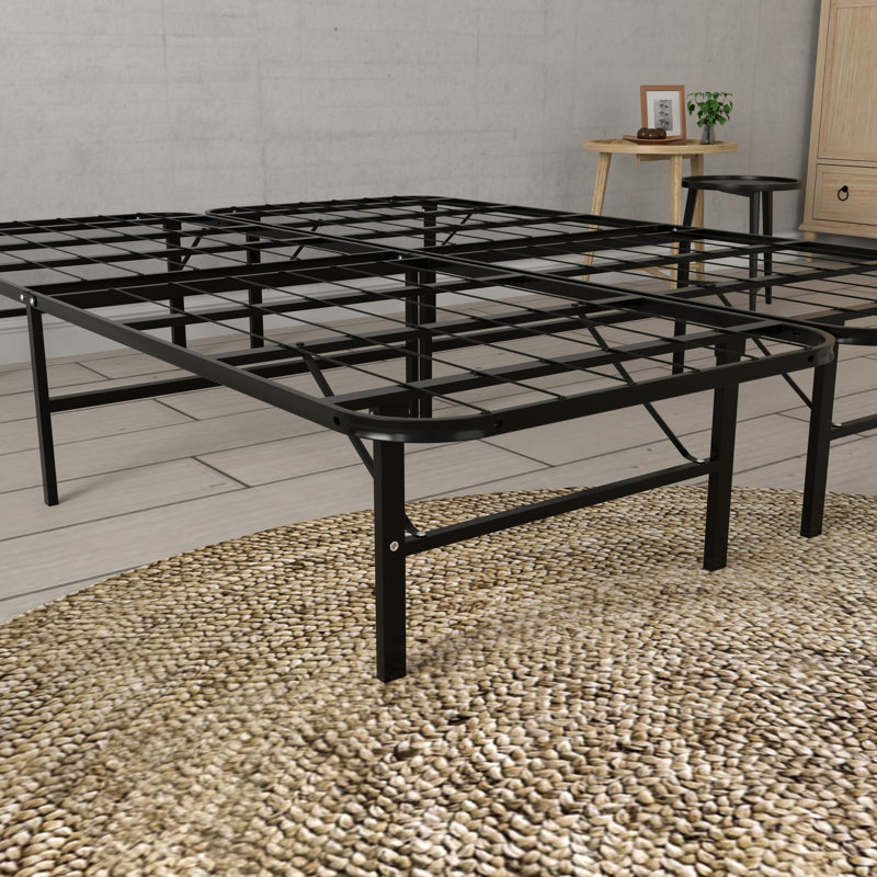 Twin Xl Steel Platform Foundation Black, 14 - Inch Height For Mattress Freshness, 2000 Pound Capacity, Tool Assembly Black Heavy Duty Foundation, Elevated, No Box Spring, Minimized Disturbance