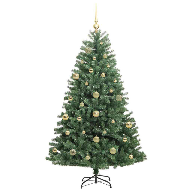 Artificial Hinged Christmas Tree Green PVC and Metal, 4.92 ft