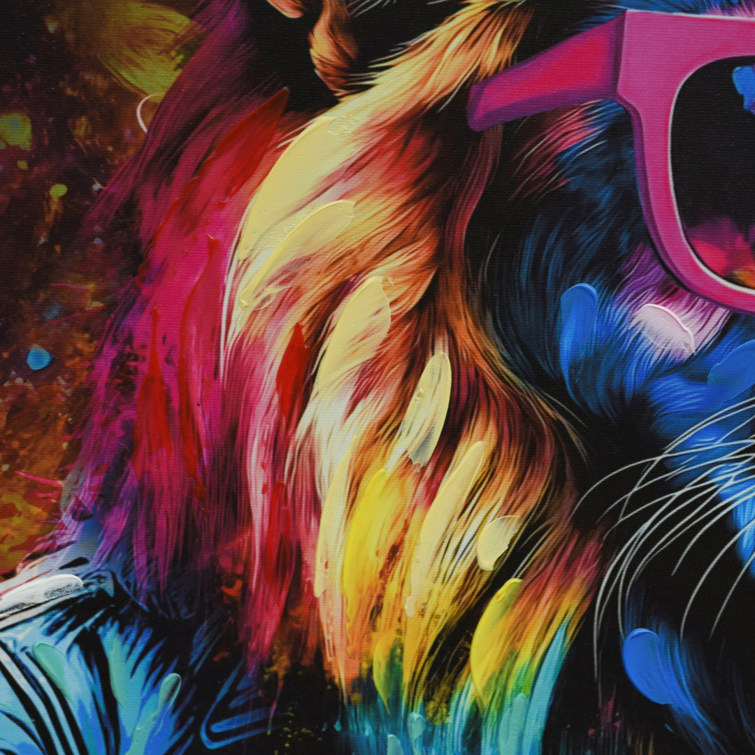B&Q - Britwall Lion With Guitar Led Wall ArtLight Up Canvas Picture 83X83CmAnimal Framed Print For Music RoomPlug In - Image 2