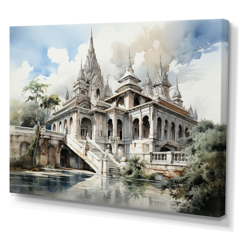 " Thailand Historic Architecture ", Wrapped Canvas, 34" H x 44" W x 1.5" D