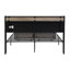 Structure de lit en métal avec tête de lit en tissu d'ameublement, doublure USB et pied de lit avec tiroirs-1529169946