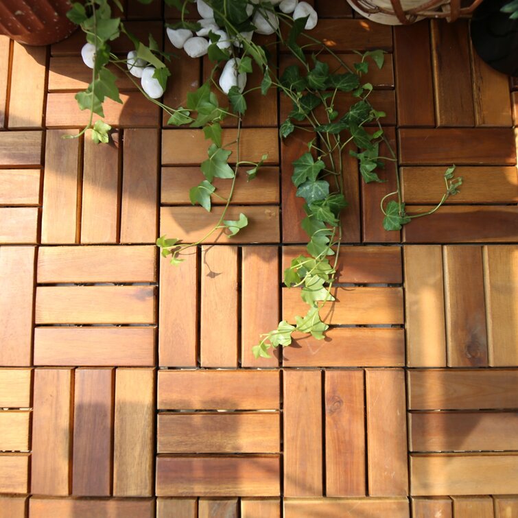 CourtyardCasualFurniture 12 x 12 Wood Interlocking Deck Tile in