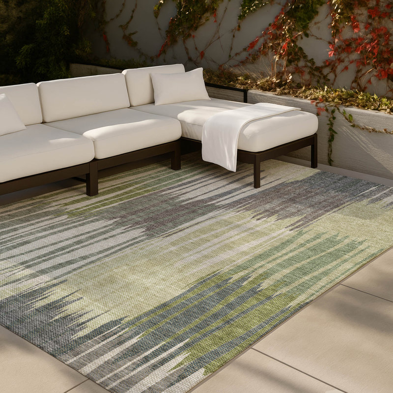 Machine Washable Indoor/Outdoor Chantille ACN2896 Striped Rug, Aloe, 3' x 5'